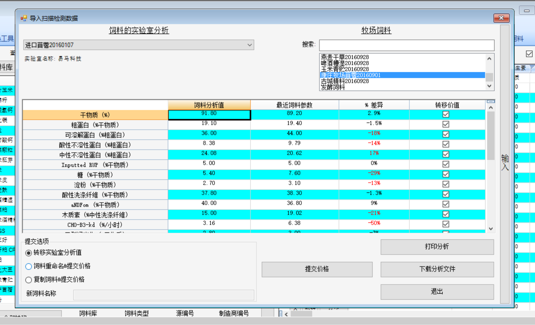 导入原料DairyOne检测数据